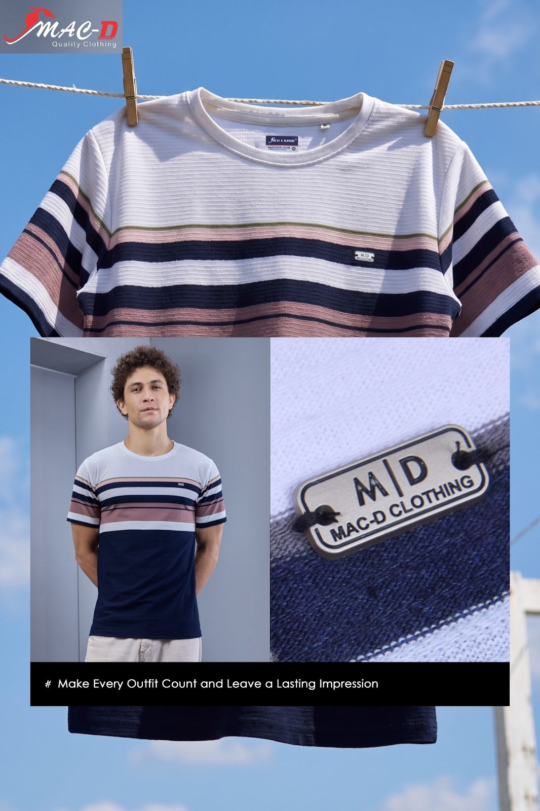 Cat 996 Mac D Auto Striped Mens Tshirts Wholesaler Ahmedabad