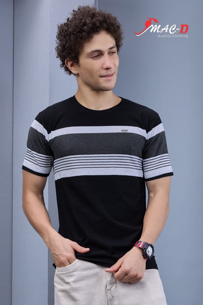 Cat 996 Mac D Auto Striped Mens Tshirts Wholesaler Ahmedabad