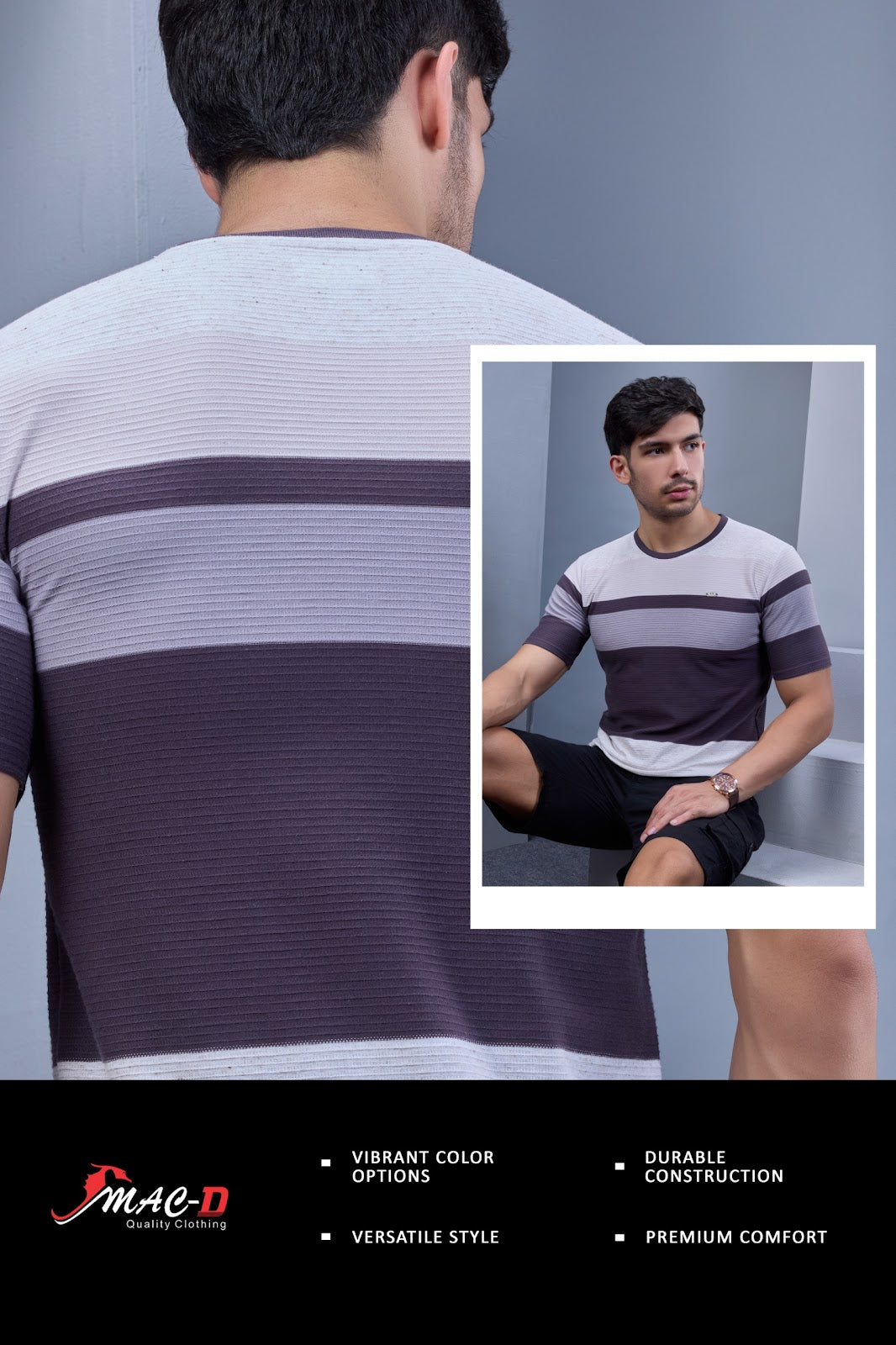 Cat 996 Mac D Auto Striped Mens Tshirts Wholesaler Ahmedabad