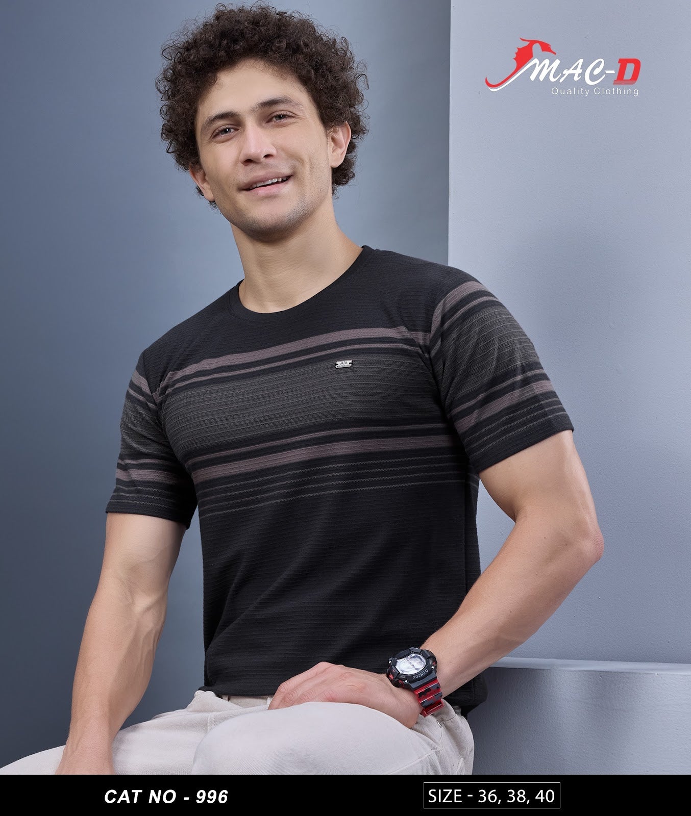 Cat 996 Mac D Auto Striped Mens Tshirts Wholesaler Ahmedabad