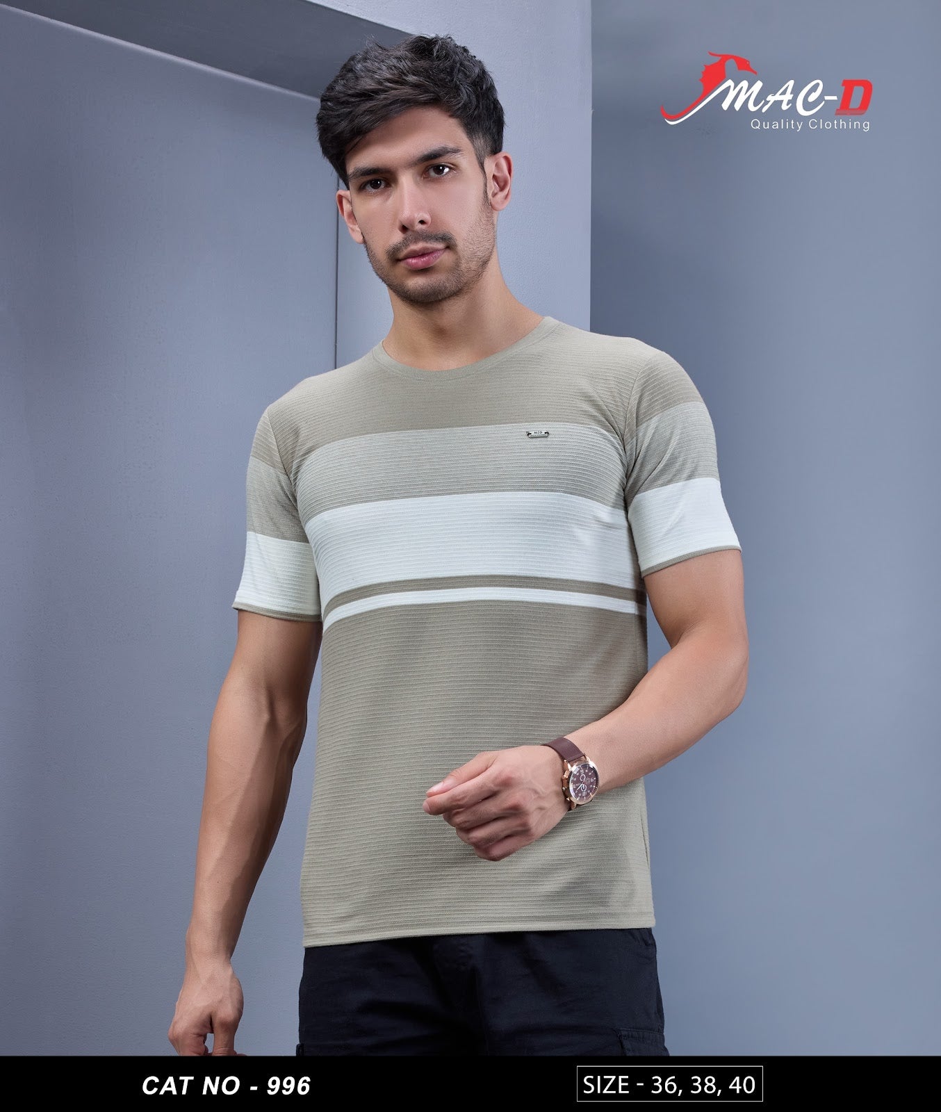 Cat 996 Mac D Auto Striped Mens Tshirts Wholesaler Ahmedabad