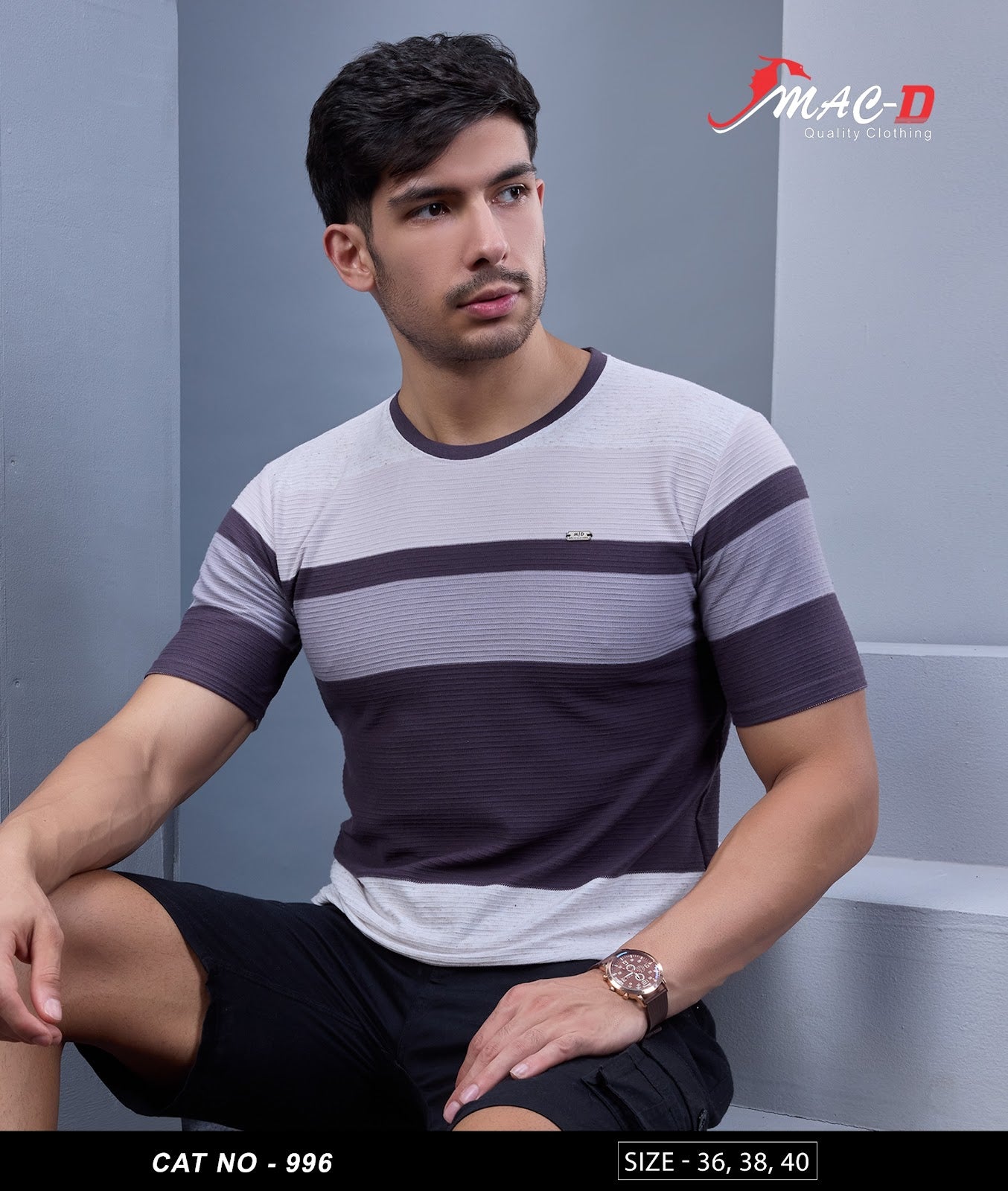 Cat 996 Mac D Auto Striped Mens Tshirts Wholesaler Ahmedabad