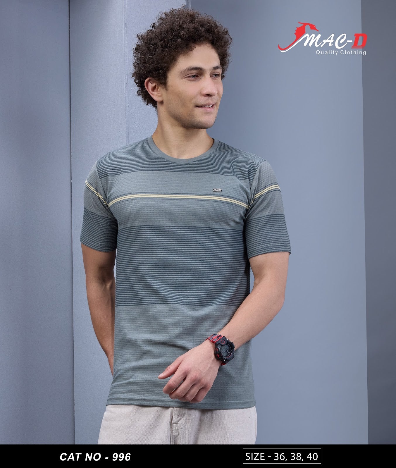 Cat 996 Mac D Auto Striped Mens Tshirts Wholesaler Ahmedabad