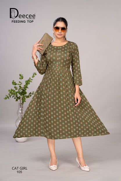 Cat Girl Deecee Rayon Feeding Kurtis Supplier