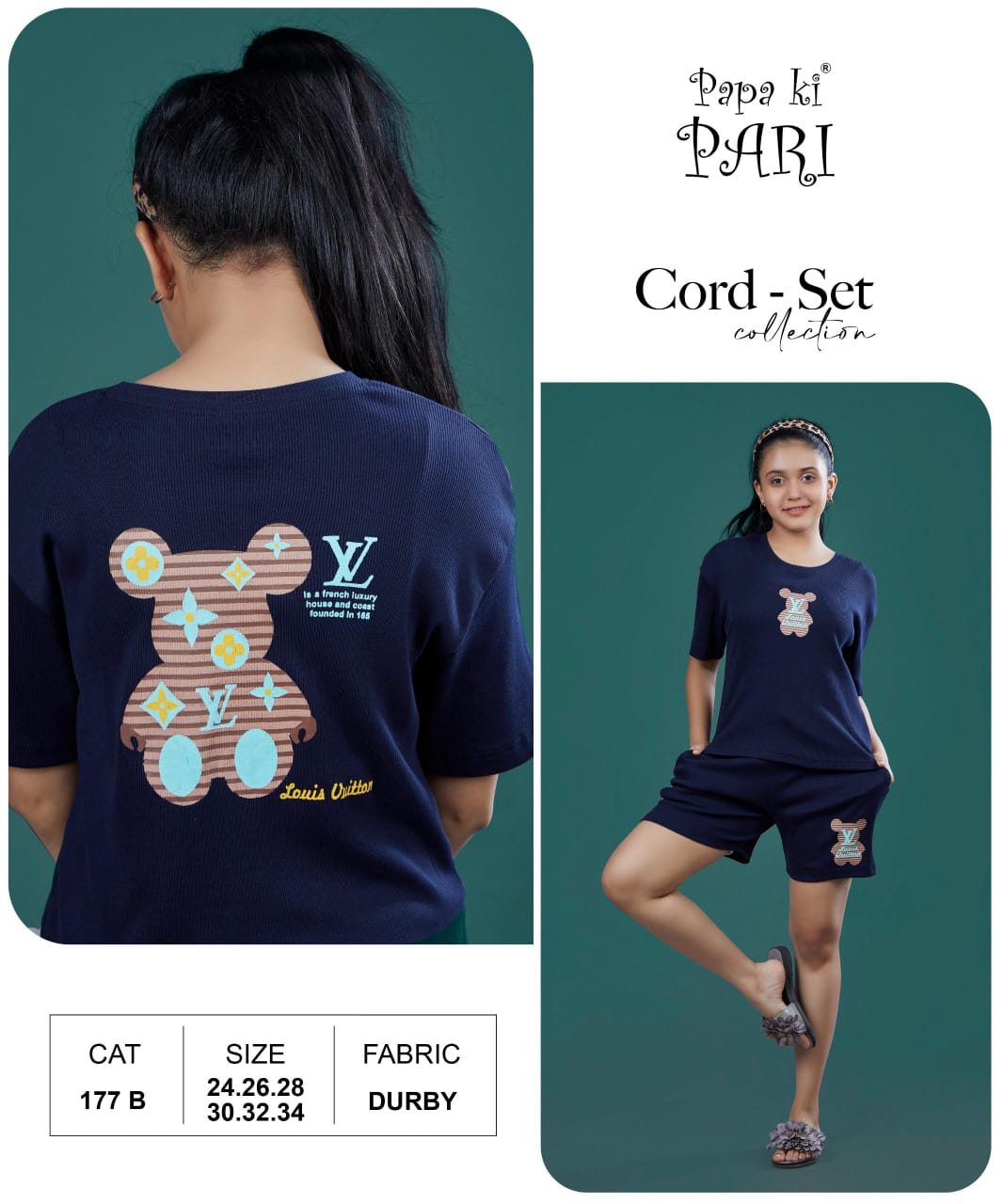 Cat No 177 Ab Papa Ki Pari Doriya Durby Girls Shorts Set Supplier
