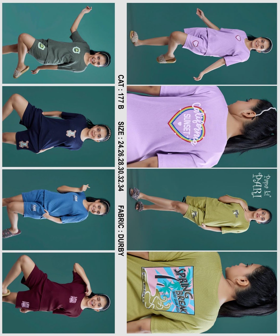 Cat No 177 Ab Papa Ki Pari Doriya Durby Girls Shorts Set Supplier