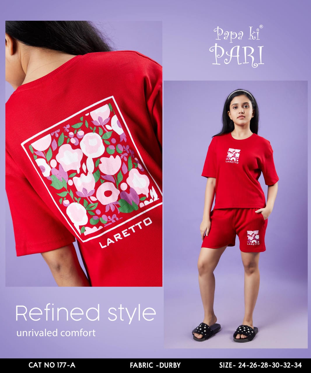 Cat No 177 Ab Papa Ki Pari Doriya Durby Girls Shorts Set Supplier