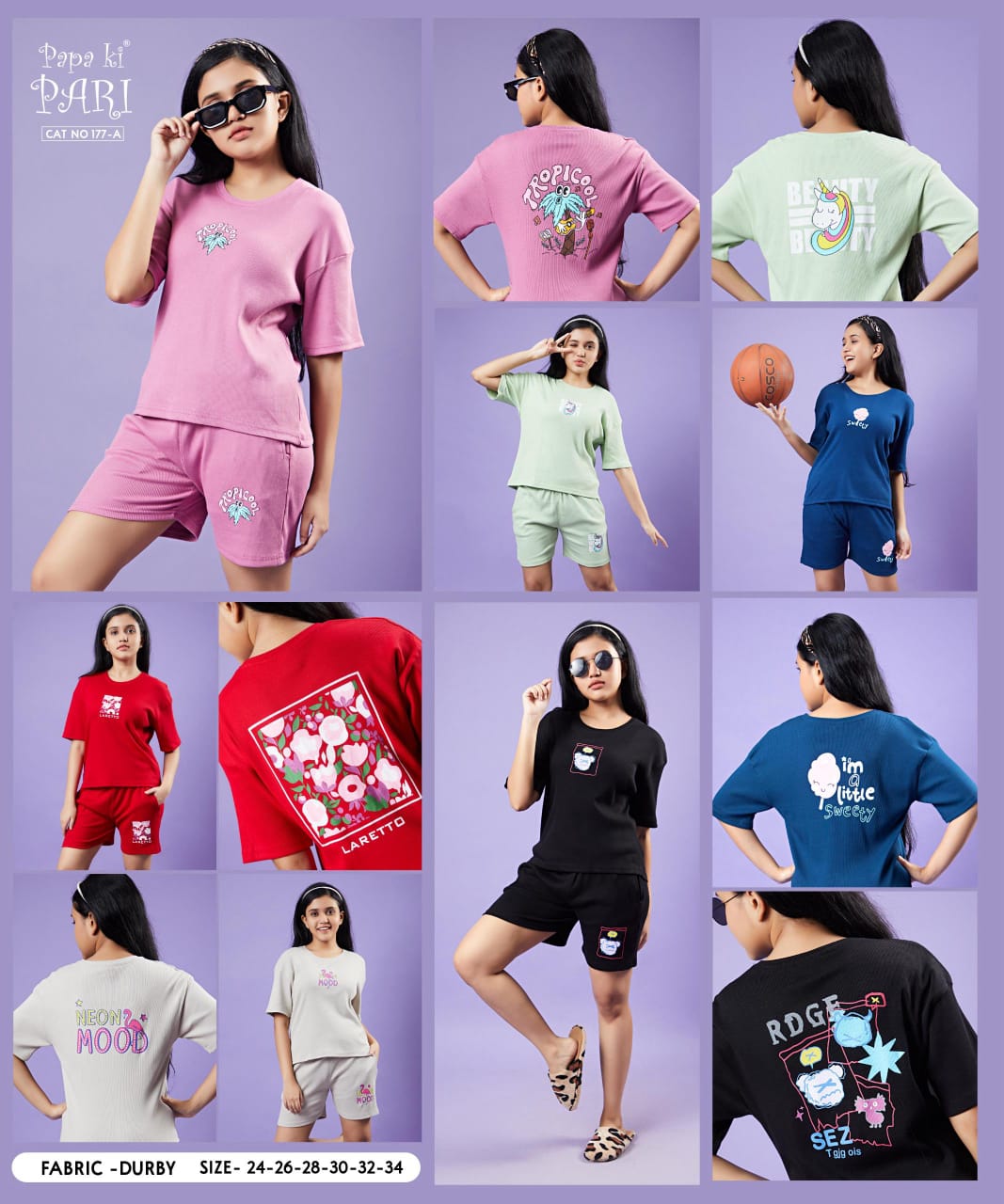 Cat No 177 Ab Papa Ki Pari Doriya Durby Girls Shorts Set Supplier