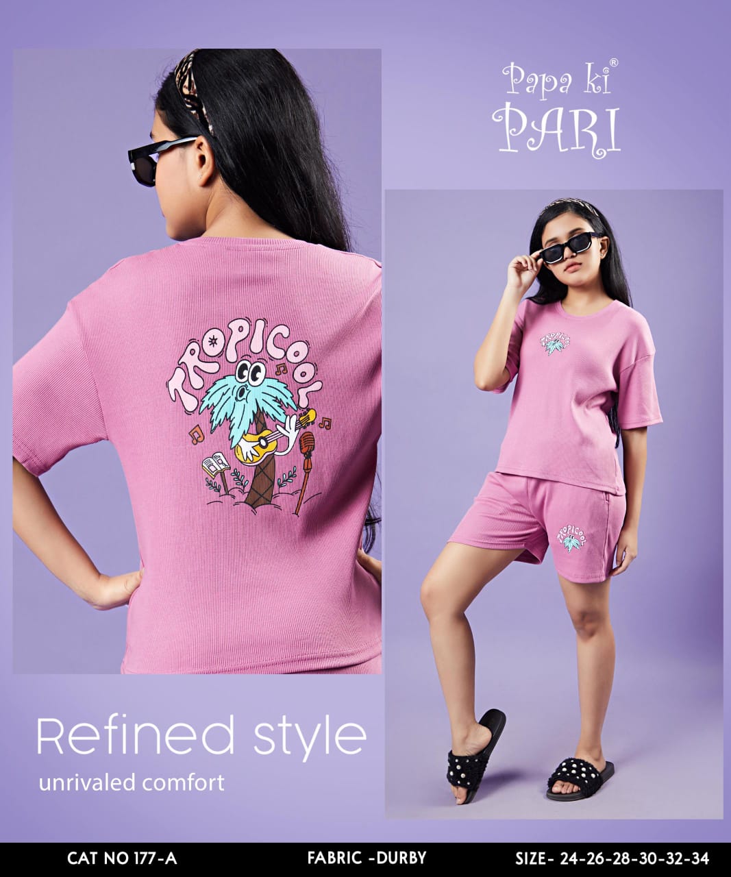 Cat No 177 Ab Papa Ki Pari Doriya Durby Girls Shorts Set Supplier