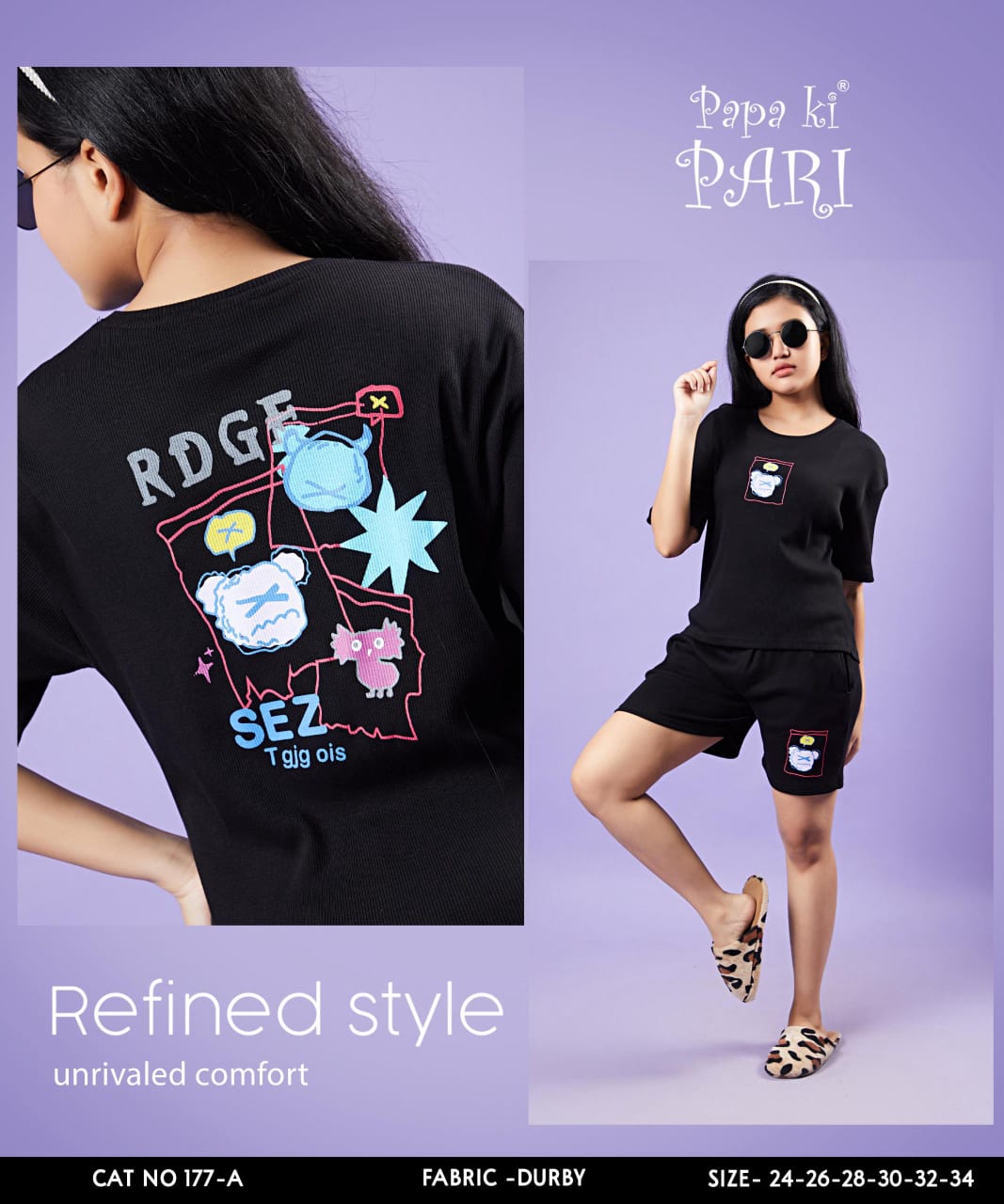 Cat No 177 Ab Papa Ki Pari Doriya Durby Girls Shorts Set Supplier