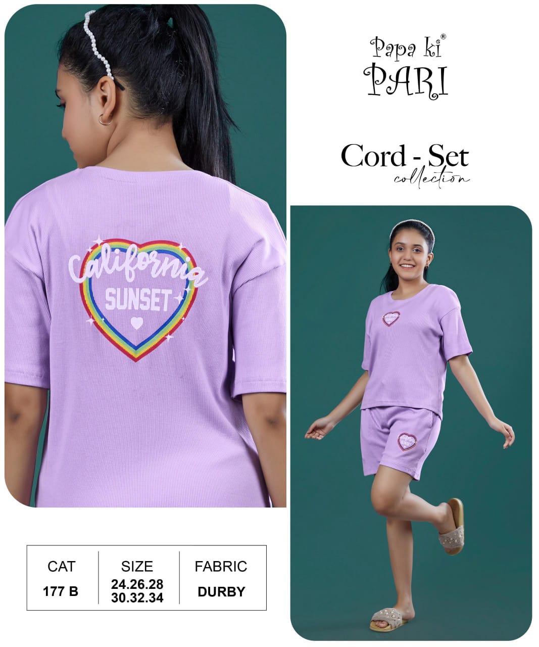 Cat No 177 Ab Papa Ki Pari Doriya Durby Girls Shorts Set Supplier