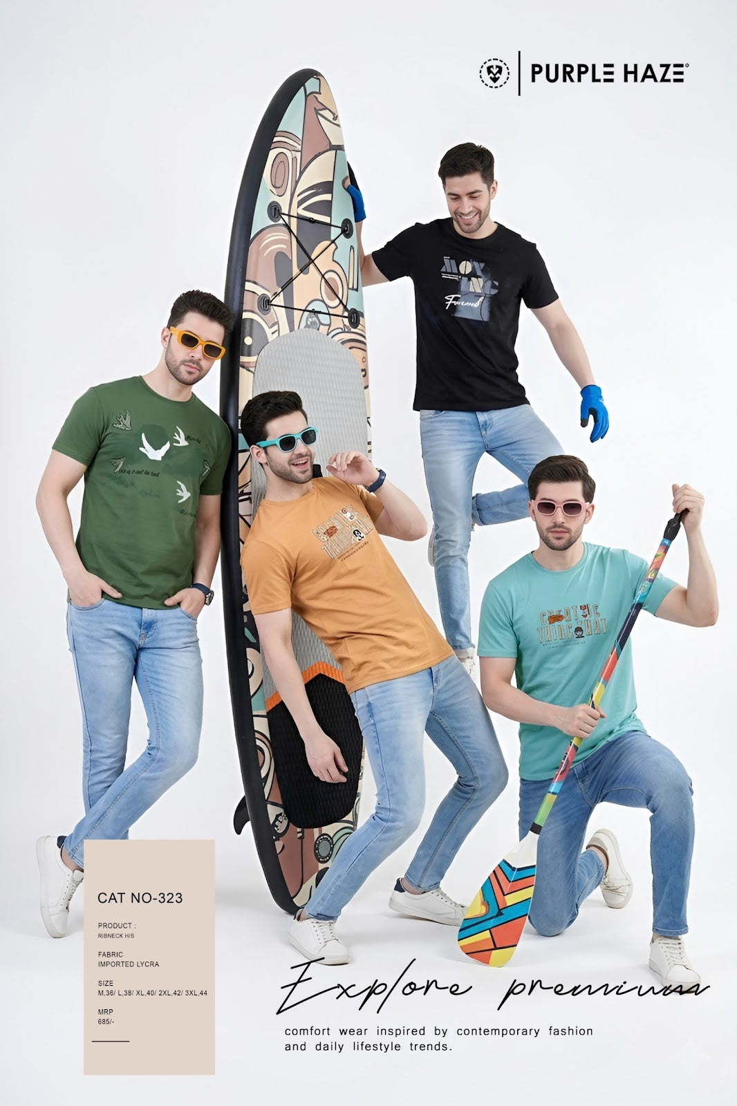 Cat No 323 Print Purple Haze Imported Mens Tshirts Supplier Ahmedabad