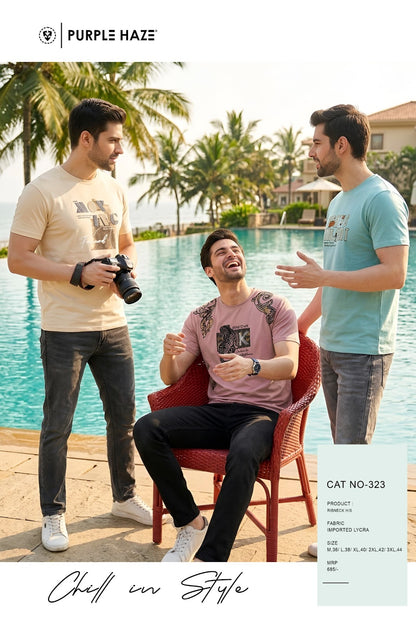 Cat No 323 Print Purple Haze Imported Mens Tshirts Supplier Ahmedabad