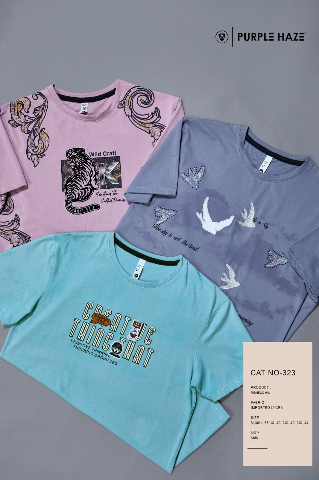 Cat No 323 Print Purple Haze Imported Mens Tshirts Supplier Ahmedabad