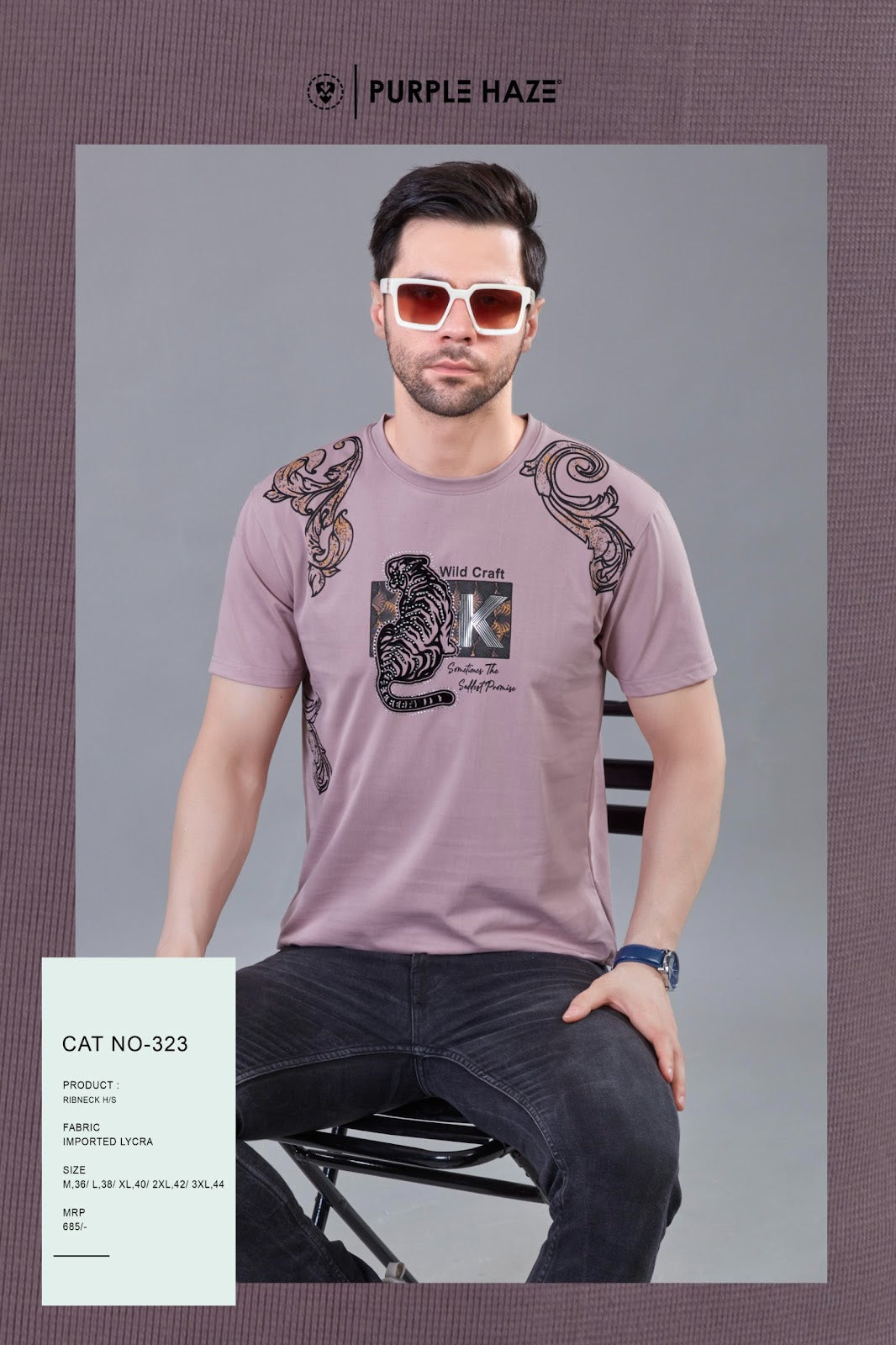 Cat No 323 Print Purple Haze Imported Mens Tshirts Supplier Ahmedabad