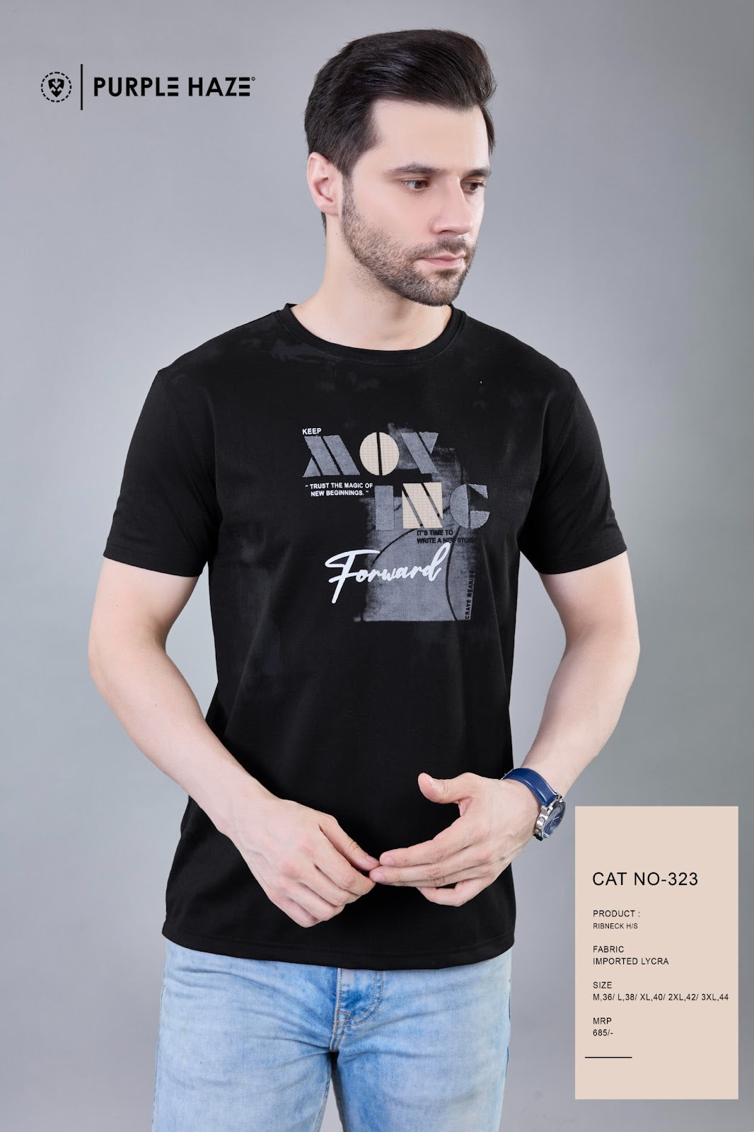 Cat No 323 Print Purple Haze Imported Mens Tshirts Supplier Ahmedabad