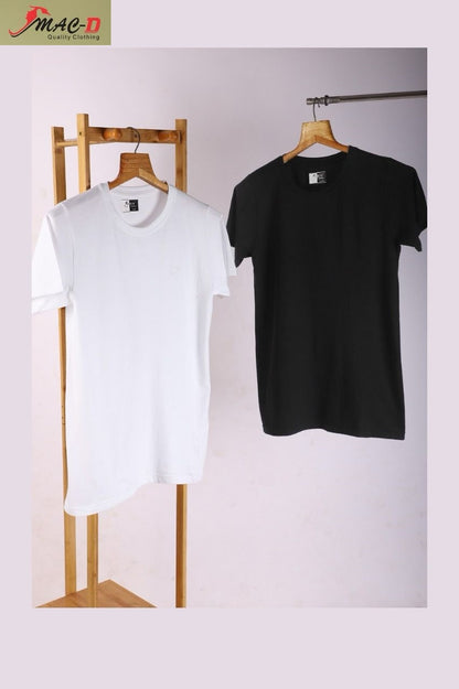 Cat No 3833 Black-White Mac D Cotton Mens Tshirts Manufacturer Gujarat