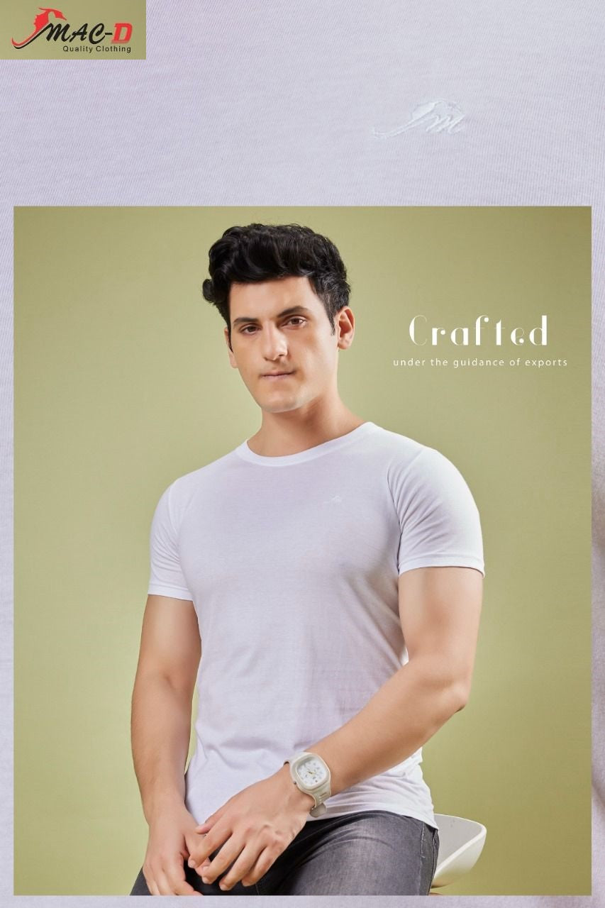 Cat No 3833 Black-White Mac D Cotton Mens Tshirts Manufacturer Gujarat