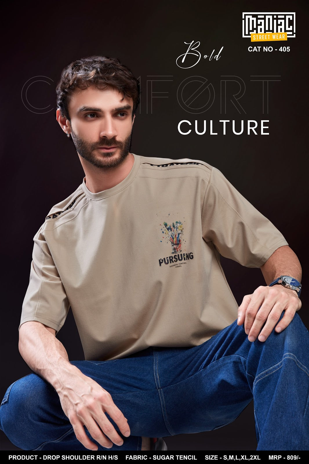 Cat No 405 Maniac Tencil Mens Tshirts Supplier India