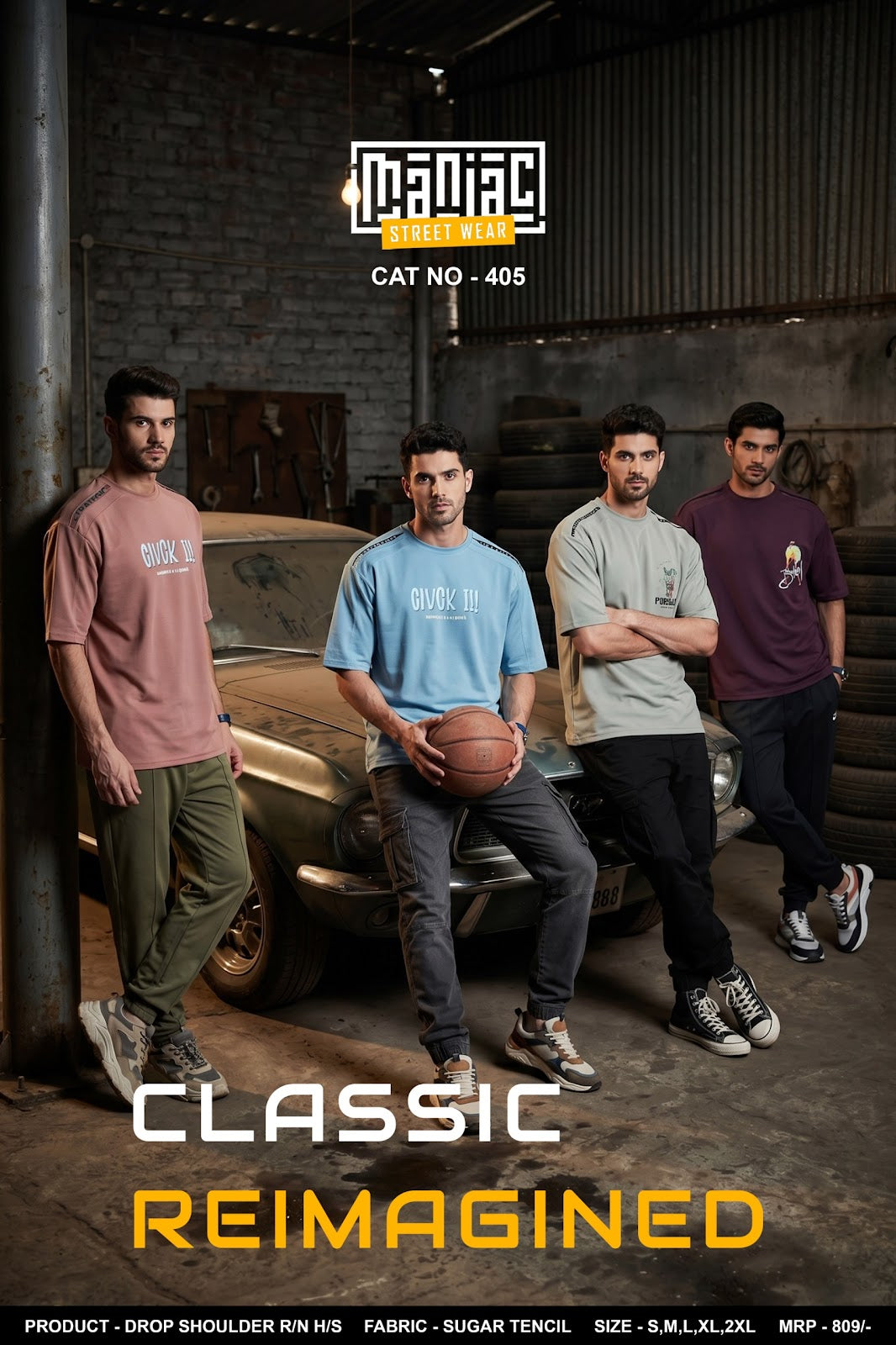 Cat No 405 Maniac Tencil Mens Tshirts Supplier India