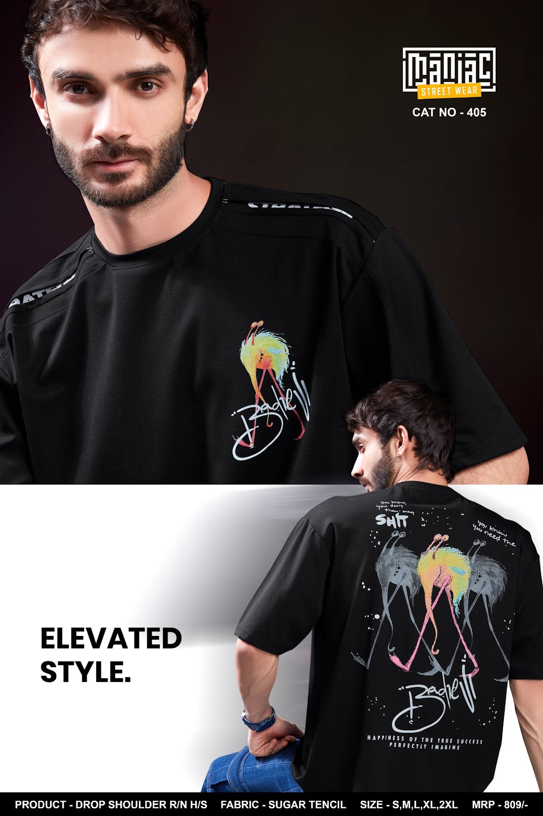 Cat No 405 Maniac Tencil Mens Tshirts Supplier India