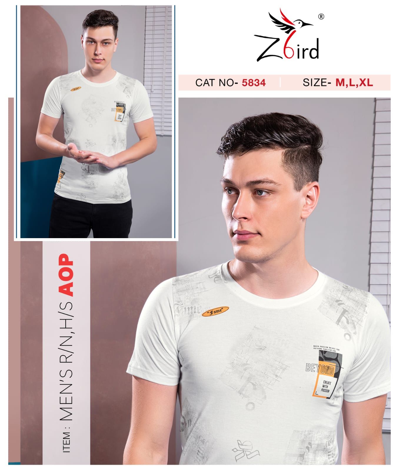 Cat No 6023 Z Bird Cotton Mens Tshirts Exporter India