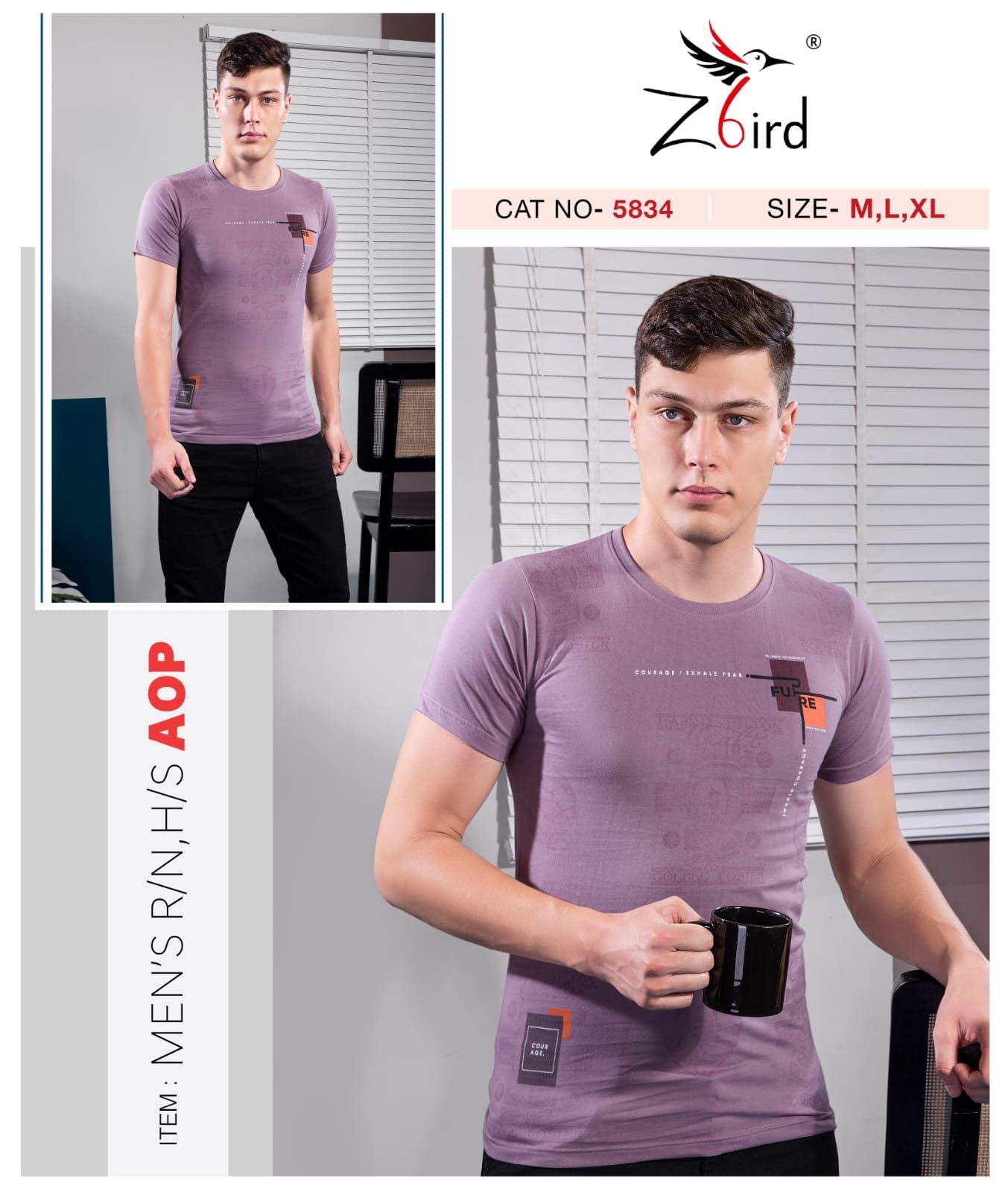 Cat No 6023 Z Bird Cotton Mens Tshirts Exporter India