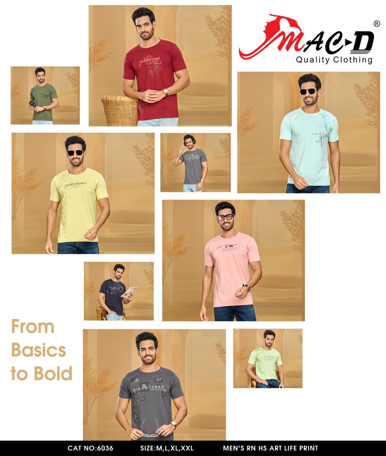 Cat No 6036 Mac D Cotton Mens Tshirts Wholesale