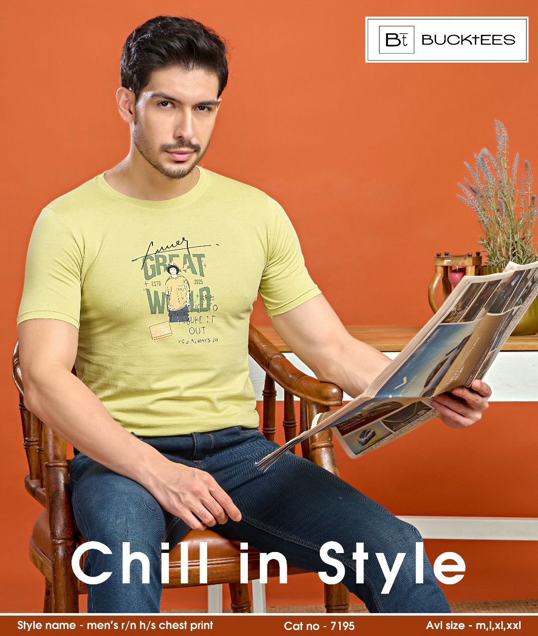 Cat No 7195 Bucktees Cotton Mens Tshirts Wholesaler