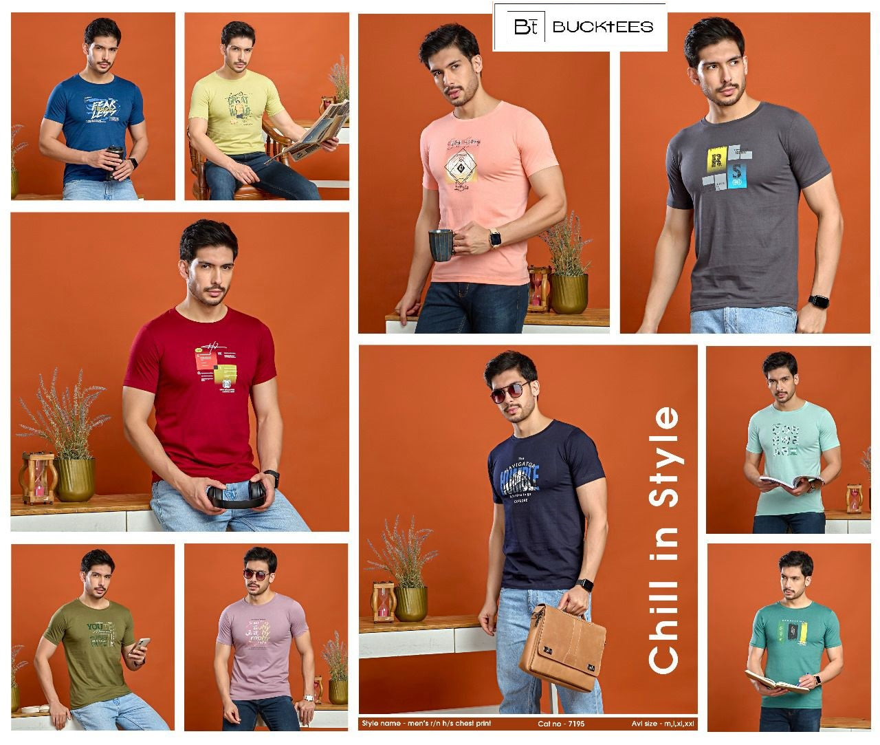 Cat No 7195 Bucktees Cotton Mens Tshirts Wholesaler