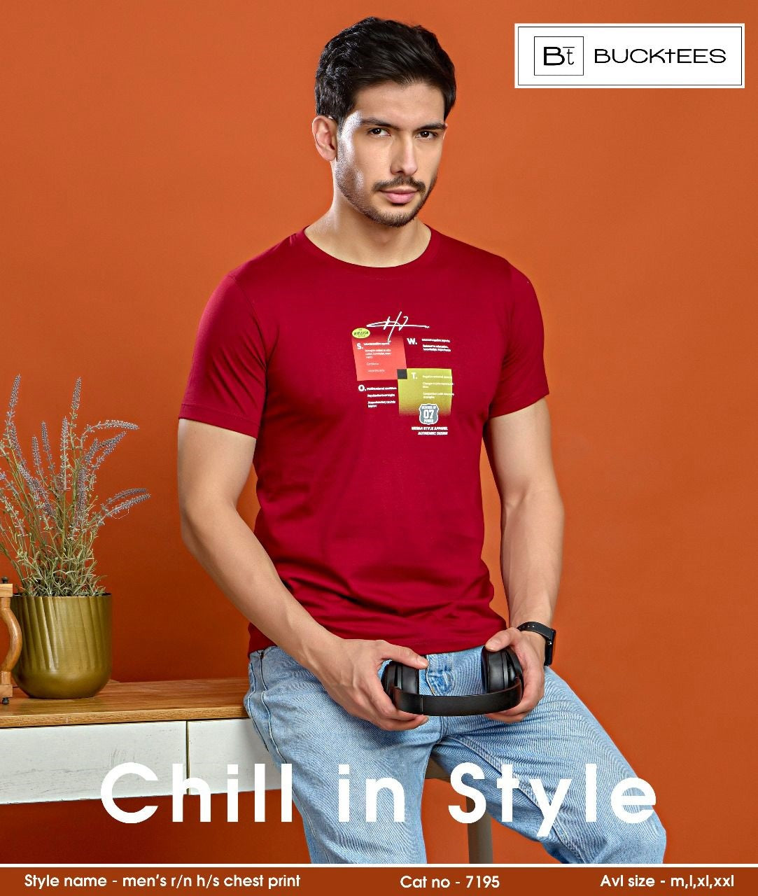 Cat No 7195 Bucktees Cotton Mens Tshirts Wholesaler