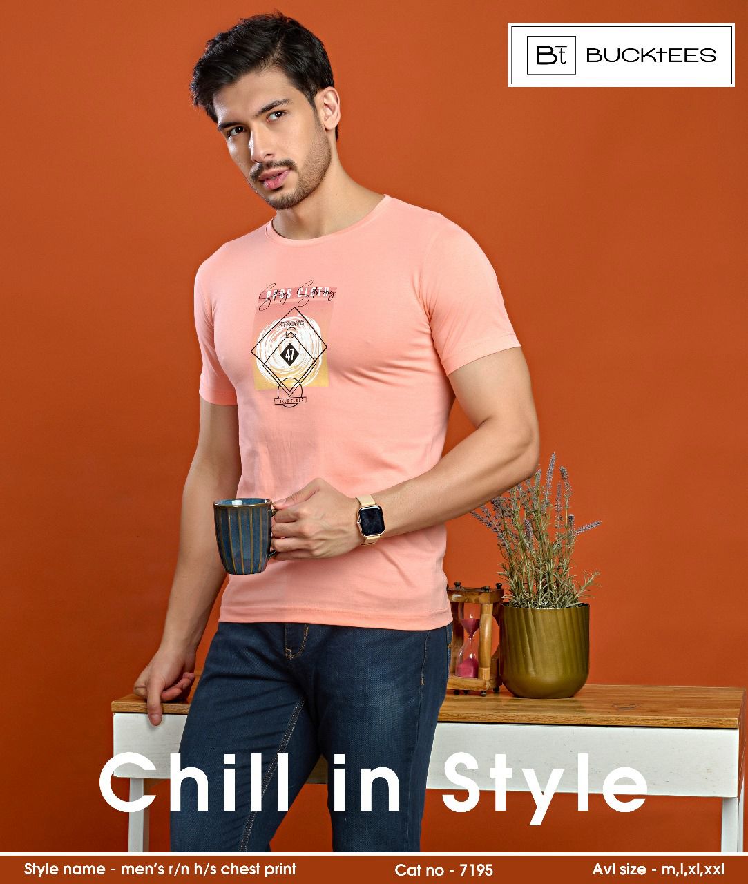 Cat No 7195 Bucktees Cotton Mens Tshirts Wholesaler