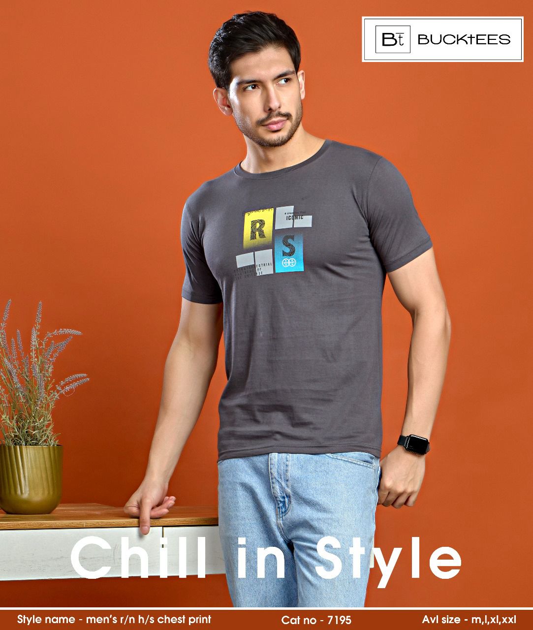 Cat No 7195 Bucktees Cotton Mens Tshirts Wholesaler