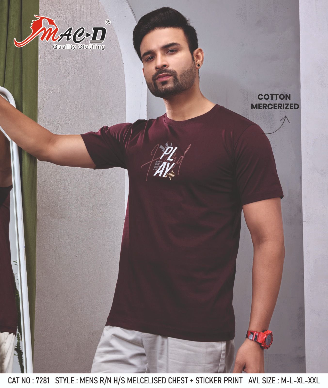 Cat No 7281 Mac D Cotton Mens Tshirts Wholesaler Gujarat