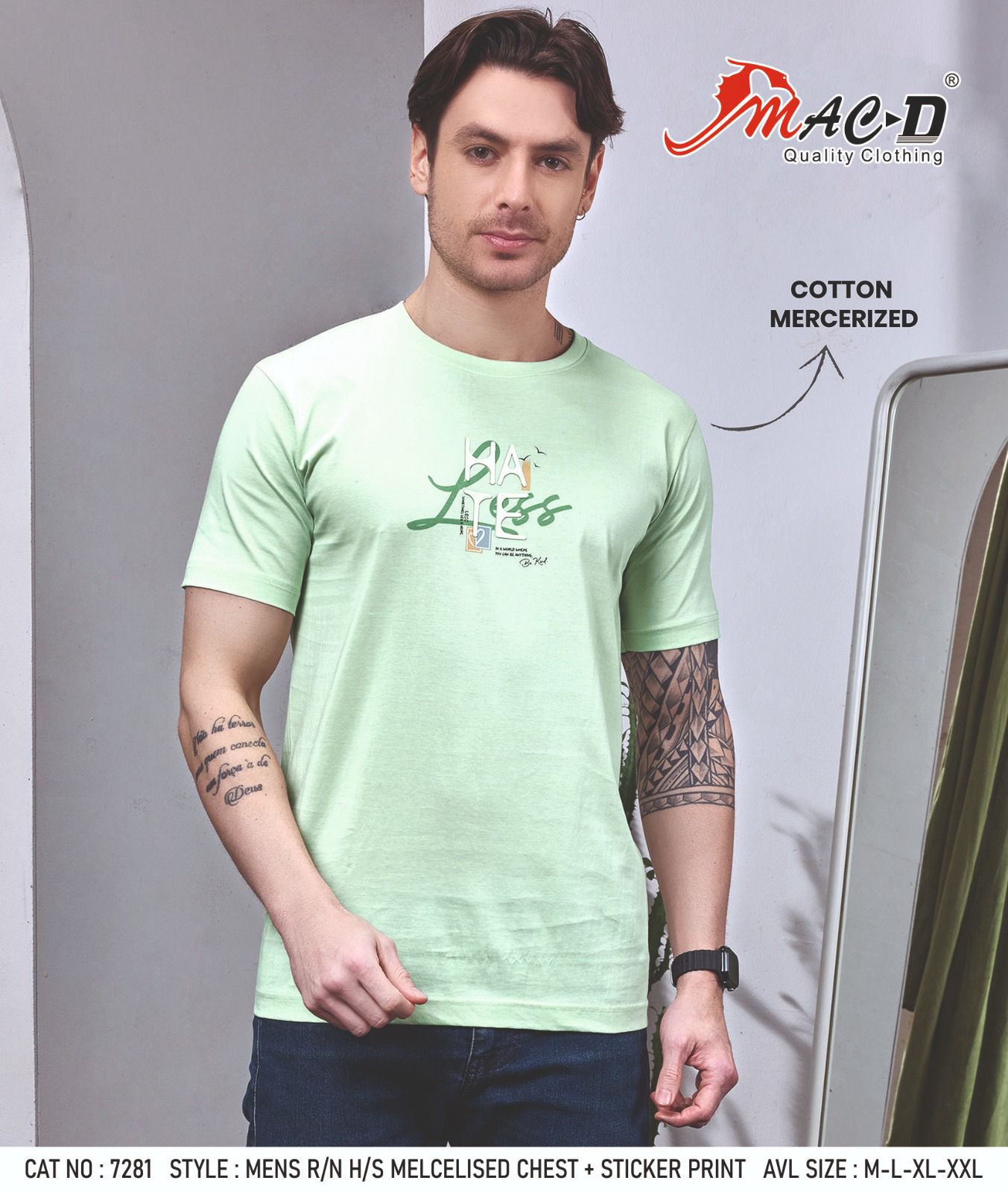 Cat No 7281 Mac D Cotton Mens Tshirts Wholesaler Gujarat
