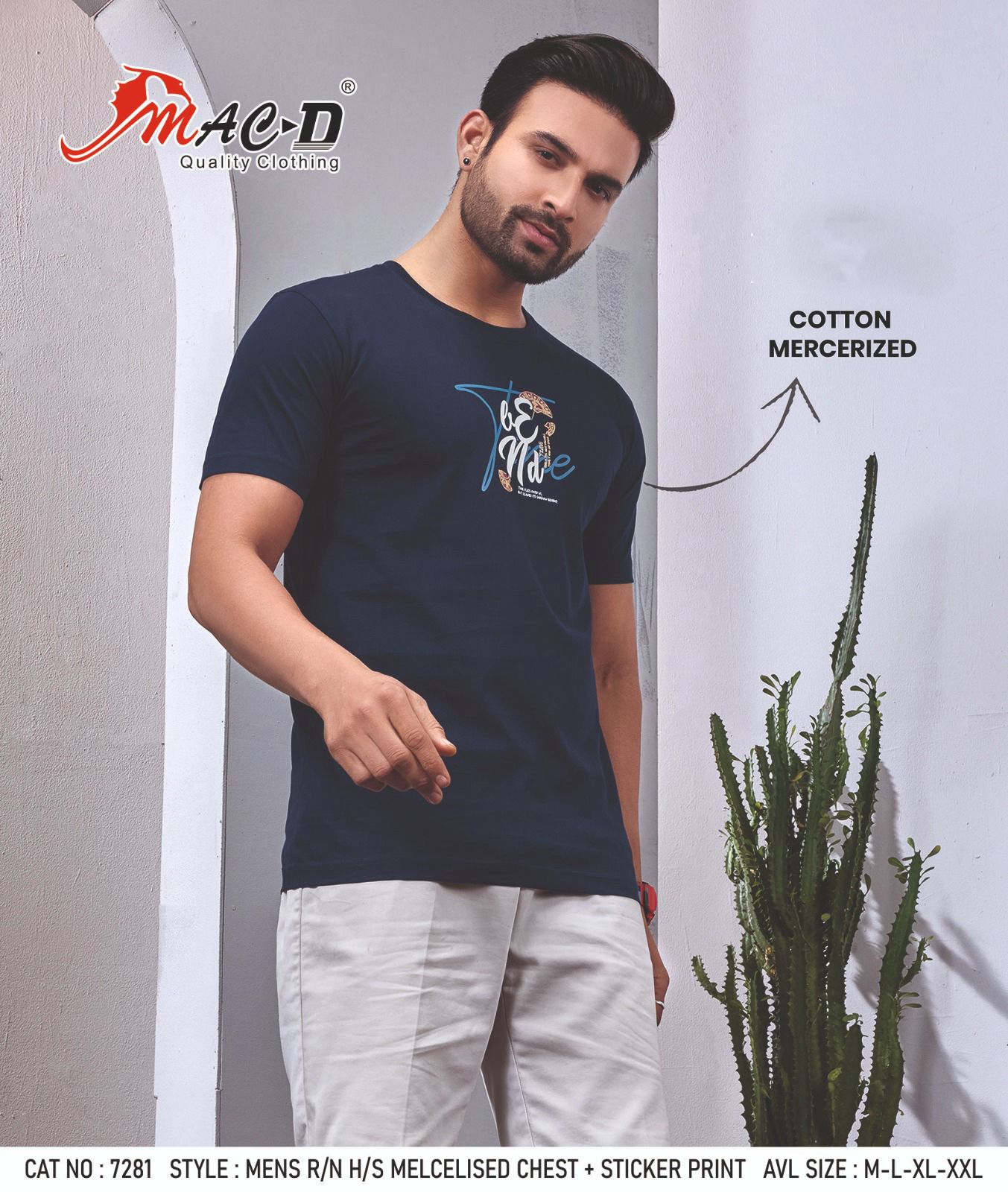 Cat No 7281 Mac D Cotton Mens Tshirts Wholesaler Gujarat