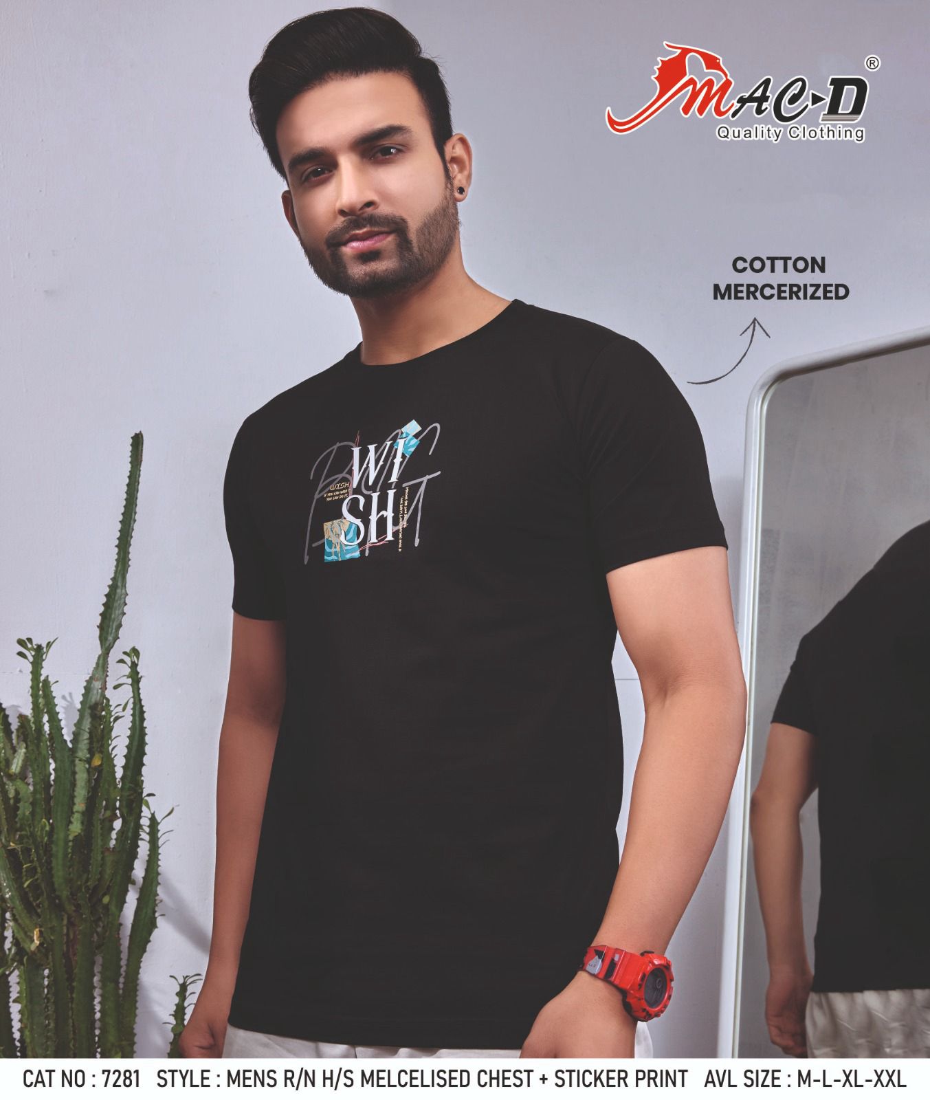 Cat No 7281 Mac D Cotton Mens Tshirts Wholesaler Gujarat