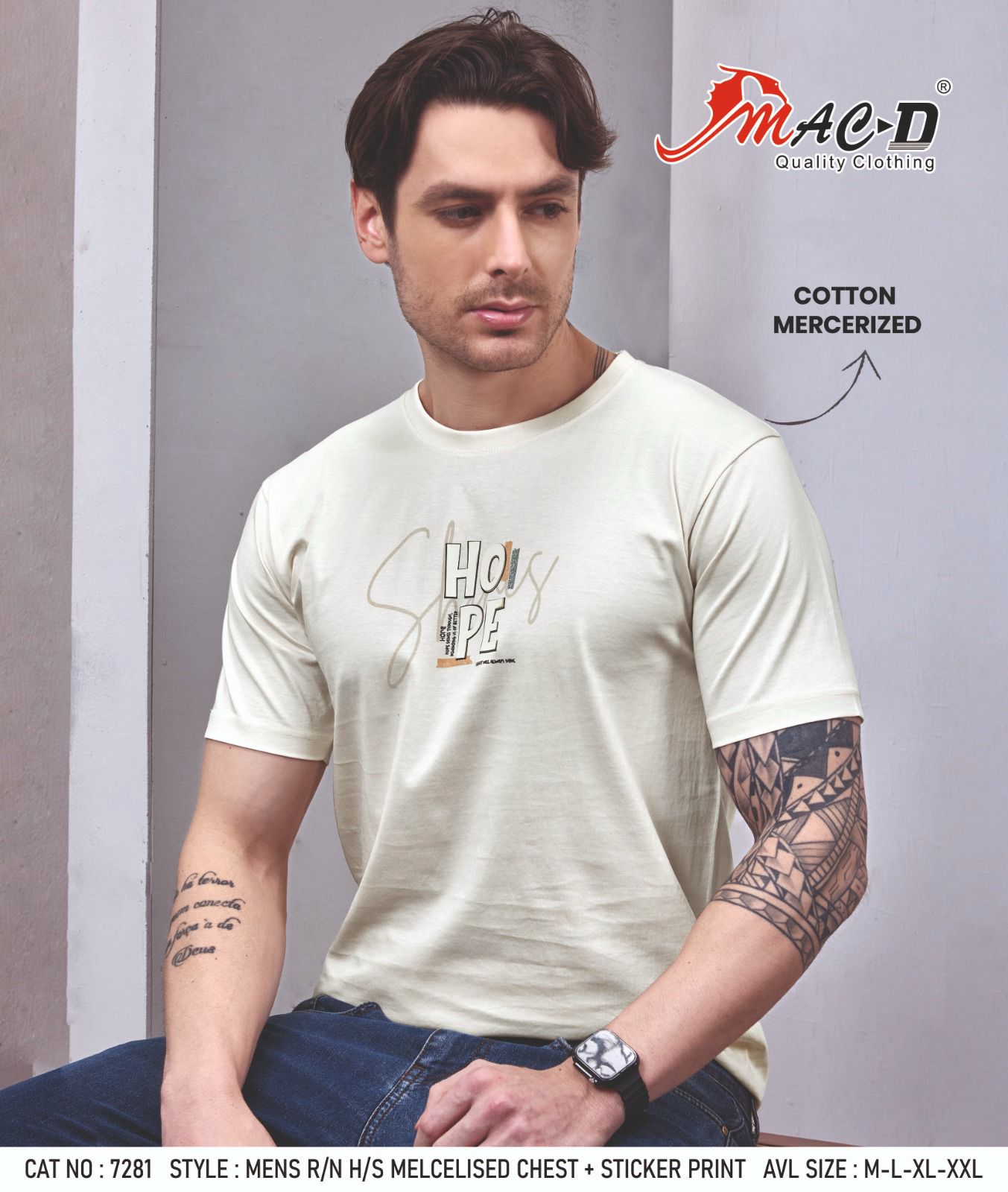 Cat No 7281 Mac D Cotton Mens Tshirts Wholesaler Gujarat