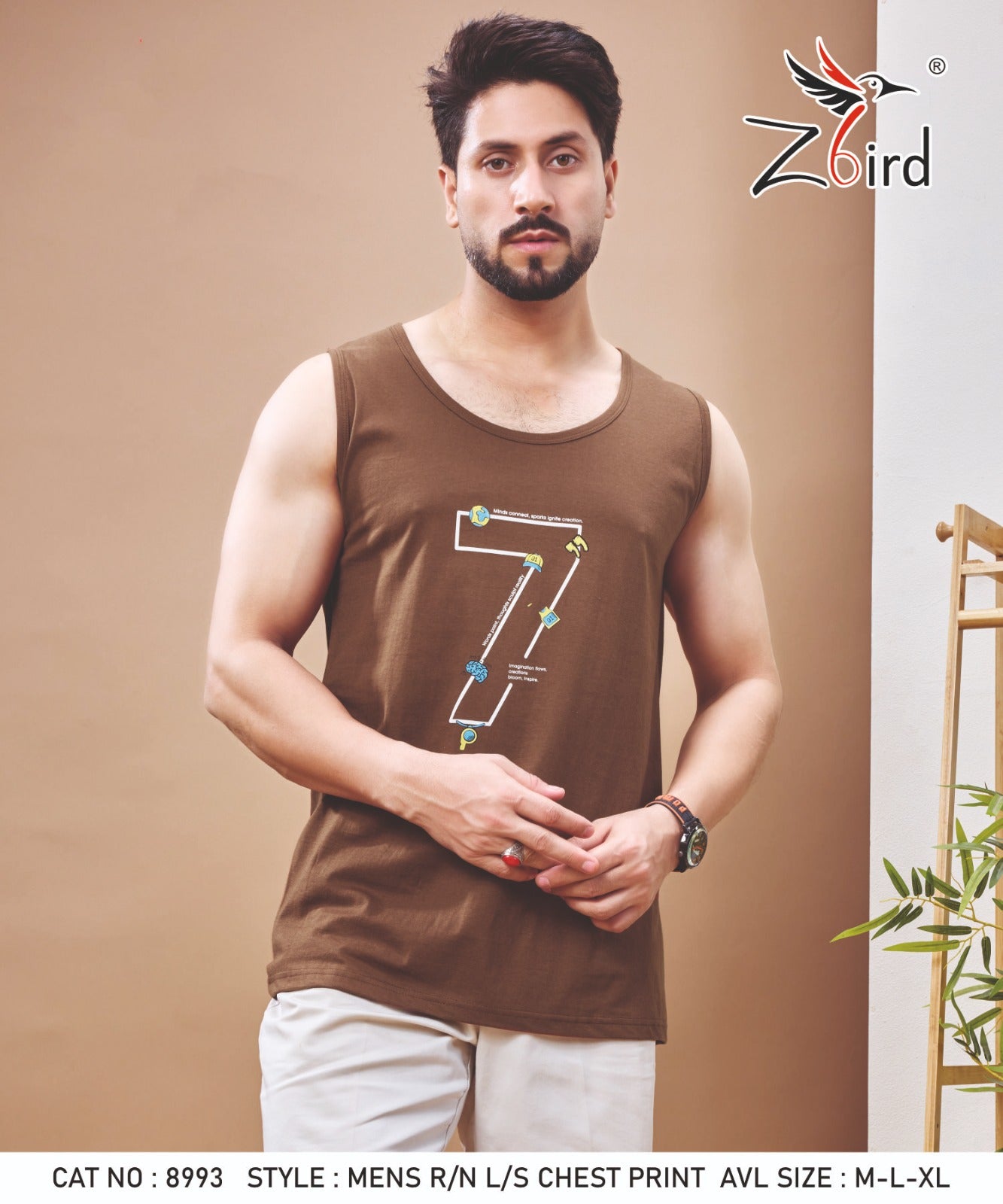 Cat No 8993 Z Bird Cotton Biowashed Mens Sando Supplier India