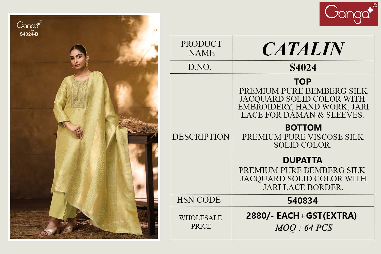 Catalin 4024 Ganga Premium Bemberg Plazzo Style Suits Manufacturer Ahmedabad
