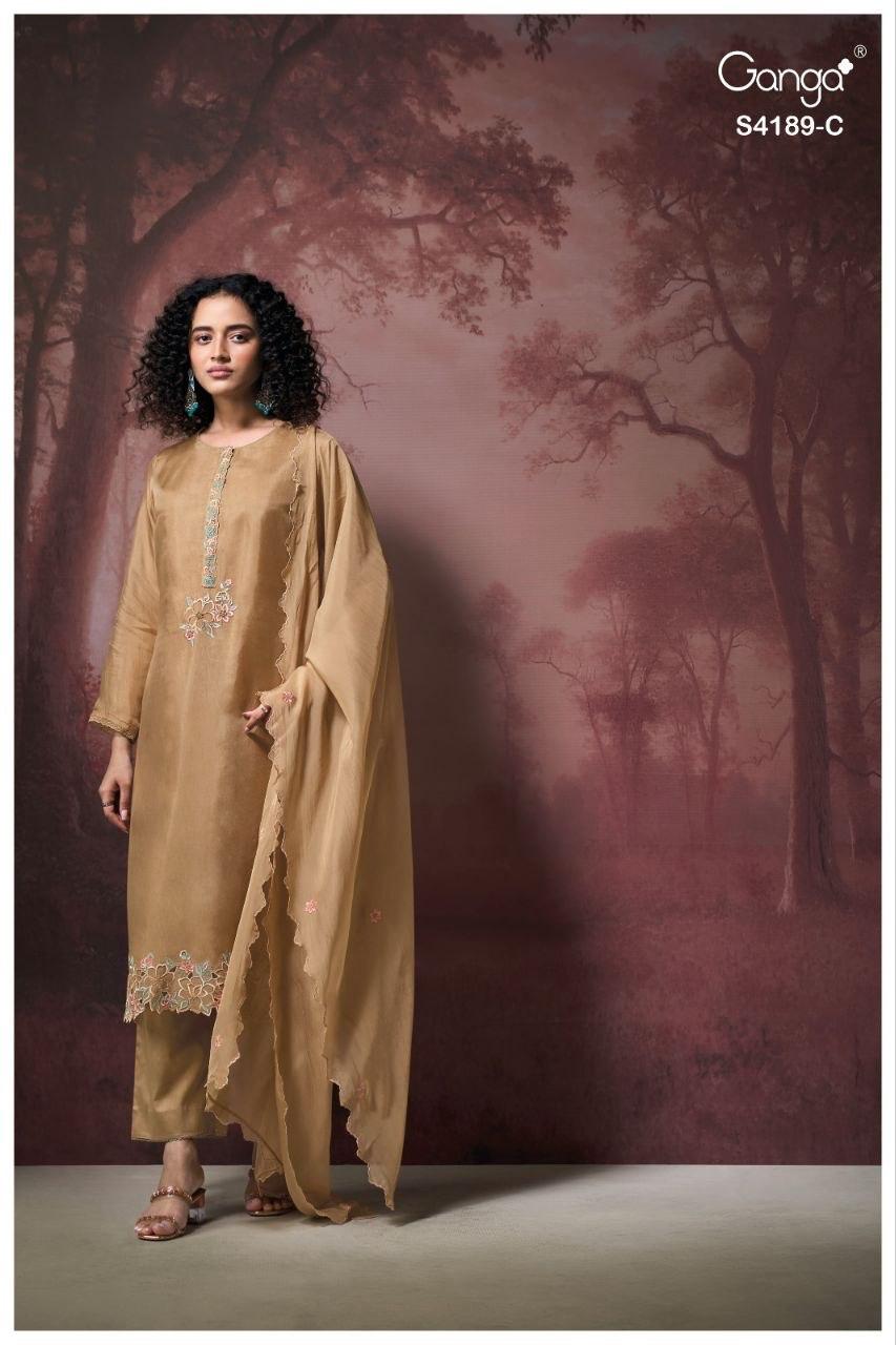 Caysa S4189 Ganga Bemberg Silk Plazzo Style Suits Supplier Ahmedabad