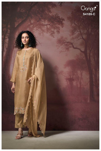 Caysa S4189 Ganga Bemberg Silk Plazzo Style Suits Supplier Ahmedabad
