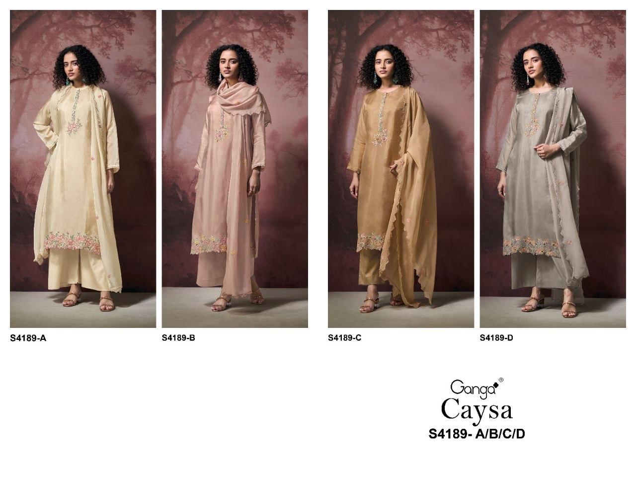 Caysa S4189 Ganga Bemberg Silk Plazzo Style Suits Supplier Ahmedabad