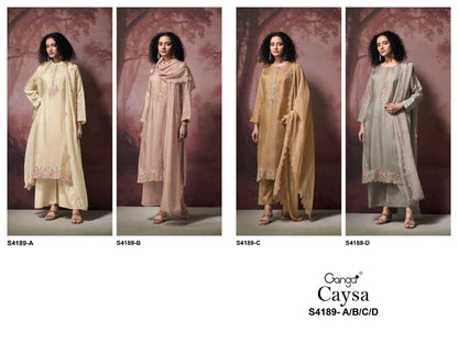 Caysa S4189 Ganga Bemberg Silk Plazzo Style Suits Supplier Ahmedabad