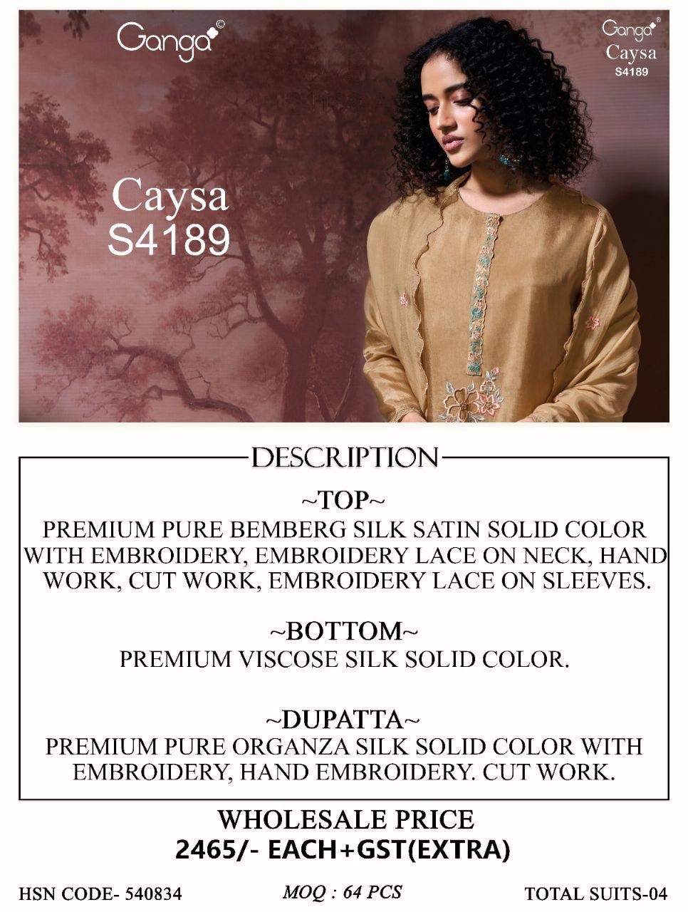 Caysa S4189 Ganga Bemberg Silk Plazzo Style Suits Supplier Ahmedabad