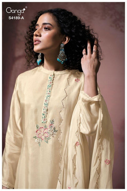 Caysa S4189 Ganga Bemberg Silk Plazzo Style Suits Supplier Ahmedabad