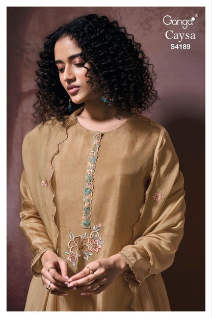 Caysa S4189 Ganga Bemberg Silk Plazzo Style Suits Supplier Ahmedabad