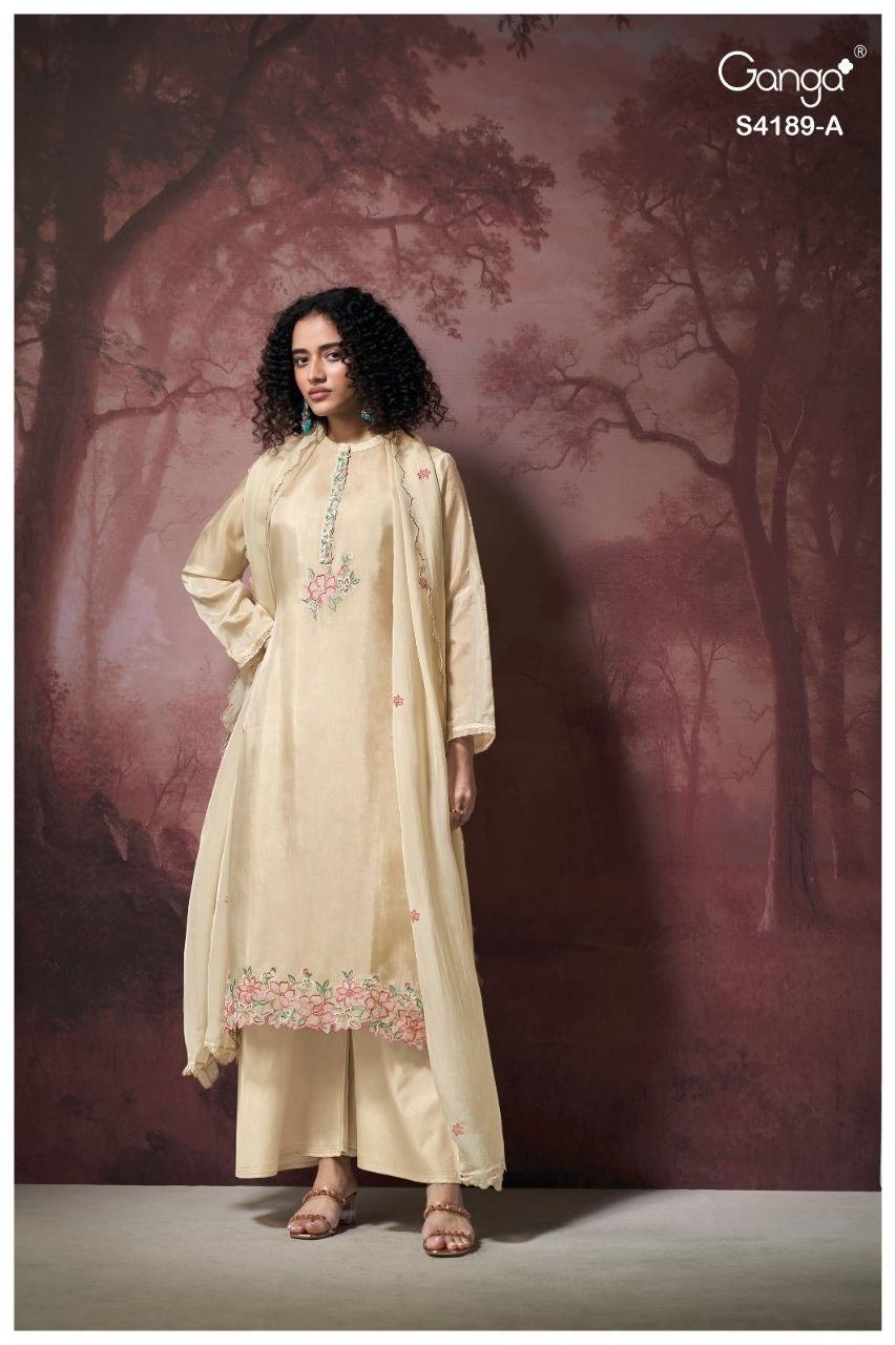 Caysa S4189 Ganga Bemberg Silk Plazzo Style Suits Supplier Ahmedabad