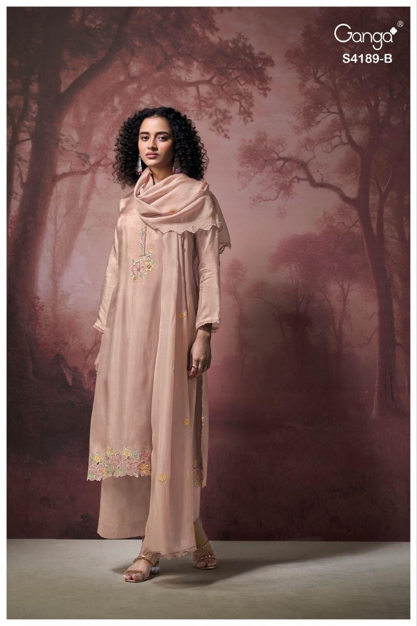 Caysa S4189 Ganga Bemberg Silk Plazzo Style Suits Supplier Ahmedabad