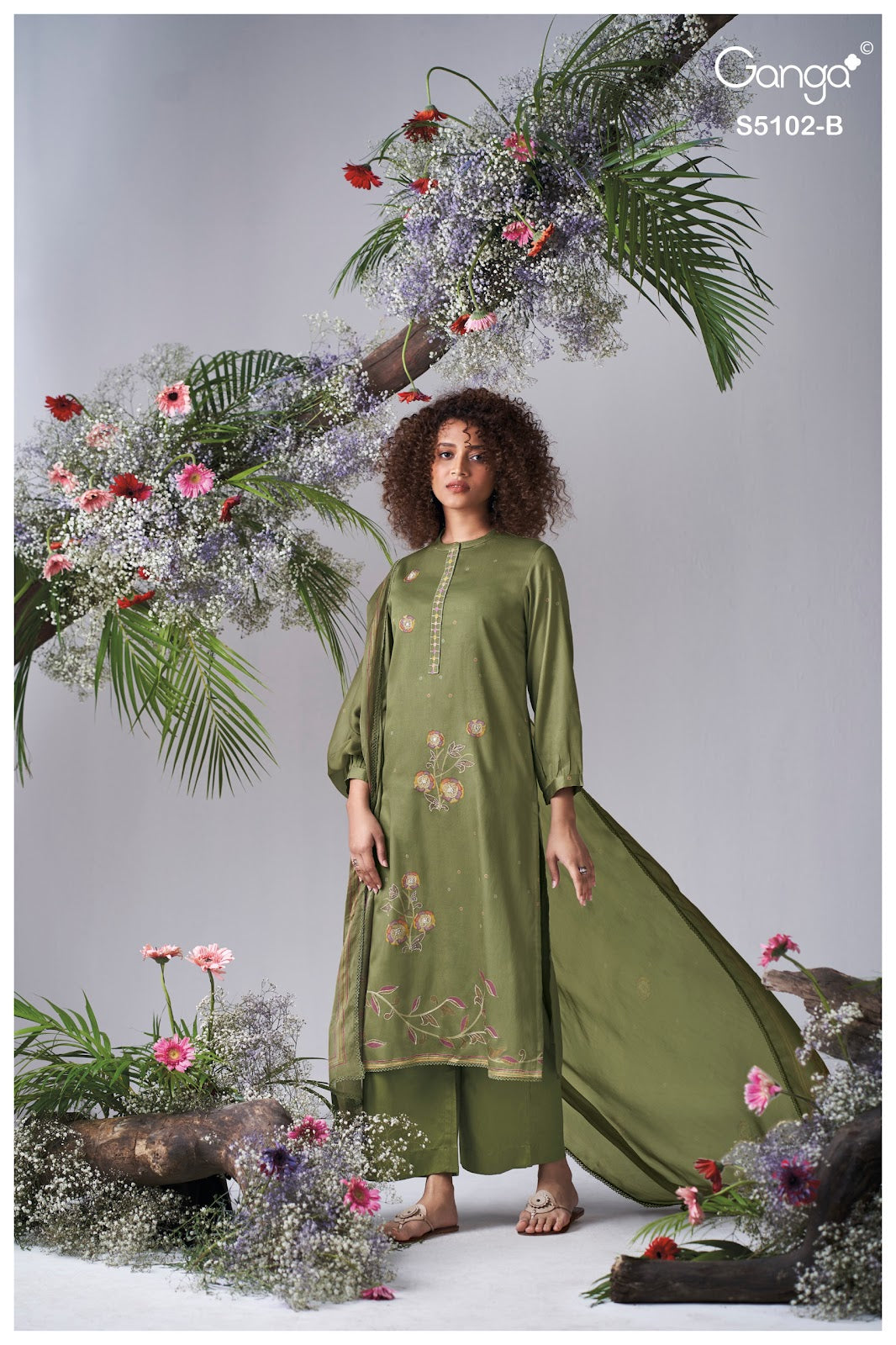 Cazira S5102 Ganga Cotton Satin Pant Style Suits Wholesale Rate